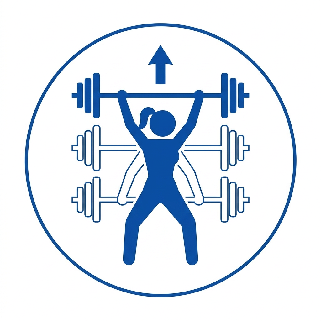 Stylized woman lifting weights on white background